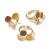 Natural Rose Quartz/Korean Jade/Agate Germ Cuff Rings RJEW-M076-05G-04-2
