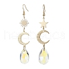 Moon & Star & Sun Brass Asymmetrical Earrings EJEW-JE05458-3