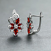 Brass Micro Pave Cubic Zirconia Flower Hoop Earrings WGA76CA-12-1