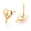 Brass Micro Pave Clear Cubic Zirconia Stud Earring Findings MAK-T011-11G-01-2