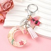 Resin & Acrylic & Faux Suede Tassel Keychain KEYC-YW00125-03-1