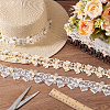 AHADERMAKER 4 Yards 4 Styles Organza Flower Lace Trim SRIB-GA0001-10-5