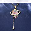304 Stainless Steel Hot Pearl Enamel Constellation Planet Pendant Necklaces NJEW-D310-01G-G-5