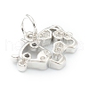 Brass Clear Cubic Zirconia Charms ZIRC-B010-22P-3
