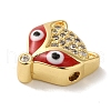 Rack Plating Brass Micro Pave Clear Cubic Zirconia with Enamel Pendant KK-P267-18G-2