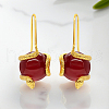 Vintage S925 Sterling Silver Red Agate Snake Dangle Earrings YB9119-1