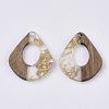 Transparent Resin & Walnut Wood Pendants RESI-S358-06-A01-1