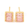 Brass Micro Pave Cubic Zirconia Stud Earrings for Women EJEW-U015-04G-02-1