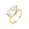 Mother's Day Rings Oval Brass Cuff Rings for Women RJEW-G337-06G-03-2