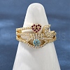 Brass Micro Pave Cubic Zirconia Finger Rings for Women RJEW-C129-05G-2