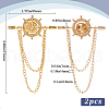 Gorgecraft 2Pcs Helm Zinc Alloy Hanging Chain Brooches with Crystal Rhinestone FIND-GF0006-83G-2