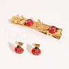 Ladybug Stainless Steel Enamel Alligator Hair Clips & Stud Earring Sets for Women ZG3114-1-1