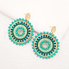 Glass Seed Braided Flat Round Dangle Earrings for Women FIND-PW0024-18-2