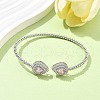 Teardrop Brass Micro Pave Cubic Zirconia Cuff Bangles & Rings Sets for Women SJEW-R002-04P-02-3