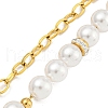 Ion Plating(IP) 201 Stainless Steel Pave Clear Cubic Zirconia & Plastic Pearl Beaded Necklaces NJEW-K270-18G-2