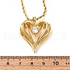 Brass Pave Clear Cubic Zirconia Heart Pendant Necklaces for Women NJEW-K381-07C-G-5