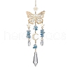 Aquamarine with Glass Pendant Decorations HJEW-TA00129-01-1