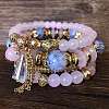 4Pcs 4 Styles Bohemian Style Alloy Glass Round Beaded Stretch Bracelets FS-WG80D8B-05-1