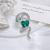 Snake Aolly Rhinestone Brooches JEWB-V008-01P-1