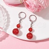 Round Natural Gemstone Dangle Earrings EJEW-JE05536-3