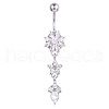 Piercing Jewelry Alloy Rhinestone Split Flower Navel Ring Belly Rings WG05686-01-2