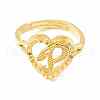 Real 18K Gold Plated Brass Alphabet Adjustable Rings RJEW-M139-18P-2
