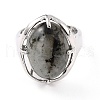 Oval Natural Labradorite Adjustable Finger Ring RJEW-C010-03P-RS-2