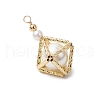 Brass & Shell Pearl 3D Rhombus Pendants PALLOY-TA00230-3
