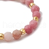 Natural Rhodonite Beaded Stretch Rings for Women RJEW-JR00868-09-4