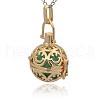 Golden Tone Brass Hollow Round Cage Pendants KK-J216-16G-2