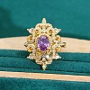 Flower Brass Pave Cubic Zirconia Pendant Necklaces & Earring & Ring & Link Bracelets Sets for Women FS-WG51B69-01-3
