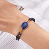 Natural Lapis Lazuli Teardrop Link Braided Bead Bracelet BJEW-SZ0002-54B-6