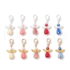 10Pcs Glass Pearl & Resin Flower Rose Angel Pendant Decorations HJEW-JM03121-2