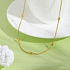 304 Stainless Steel Rice Beads Round Snake Chain Necklaces NJEW-D322-03G-2