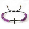 Natural Amethyst Round Bead Braided Bead Bracelets FL7803-6-1