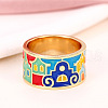 House Pattern Brass Enamel Finger Rings FS-WG03239-03-2