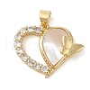 Brass & Shell & Clear Cubic Zirconia Pendants KK-I712-06G-1