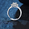 Rhodium Plated 925 Sterling Silver Flower Pave 6.5x3.9mm Moissanite Adjustable Rings for Women WG9AA84-01-2