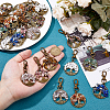 36Pcs 9 Styles Flat Round with Tree of Life Natural Gemstone Chips Pendant Decorations HJEW-FH00052-3