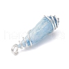 Electroplated Natural Quartz Crystal Dyed Copper Wire Wrapped Pendants PALLOY-JF02327-04-4