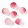 Frosted Baking Painted Crackle Glass Beads with Glitter Powder X1-DGLA-T004-01H-1