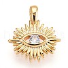 Brass Micro Pave Clear Cubic Zirconia Pendants KK-T075-27G-1