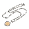 Flat Round with Virgin Pattern 304 Stainless Steel Pendant Necklaces for Men Women NJEW-K283-20G-2