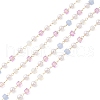 Faceted Cube Glass & ABS Plastic Imitation Pearl Beaded Chains CHS-G026-02KCG-02-1-1