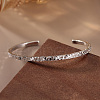 925 Sterling Silver Cuff Bangles for Women BJEW-A037-01P-3