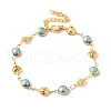 304 Stainless Steel Glass Link Bracelets for Women BJEW-V010-02G-4