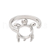 Brass Open Cuff Ring Components KK-U074-07P-2