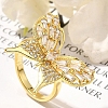 Rack Plating Brass Micro Pave Cubic Zirconia Finger Rings for Women RJEW-M028-25G-01-3