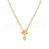 Minimalist Imitation Pearl Rice Pendant Stainless Steel PaPerclip Chain Necklaces for Everyday Women's Wear OX8079-2-2