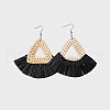 (Jewelry Parties Factory Sale)Handmade Reed Cane/Rattan Woven Dangle Earrings EJEW-JE03033-02-2